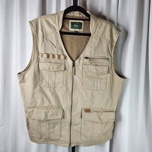 G.H. Bass‎  & Co | Canvas Lined | Outdoor Hunting Fishing Vest | Khaki | Size XL